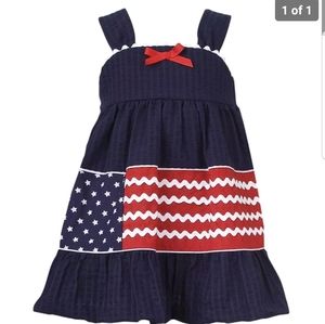 Rare Editions Patriotic Seersucker American Flag Dress 18 Months